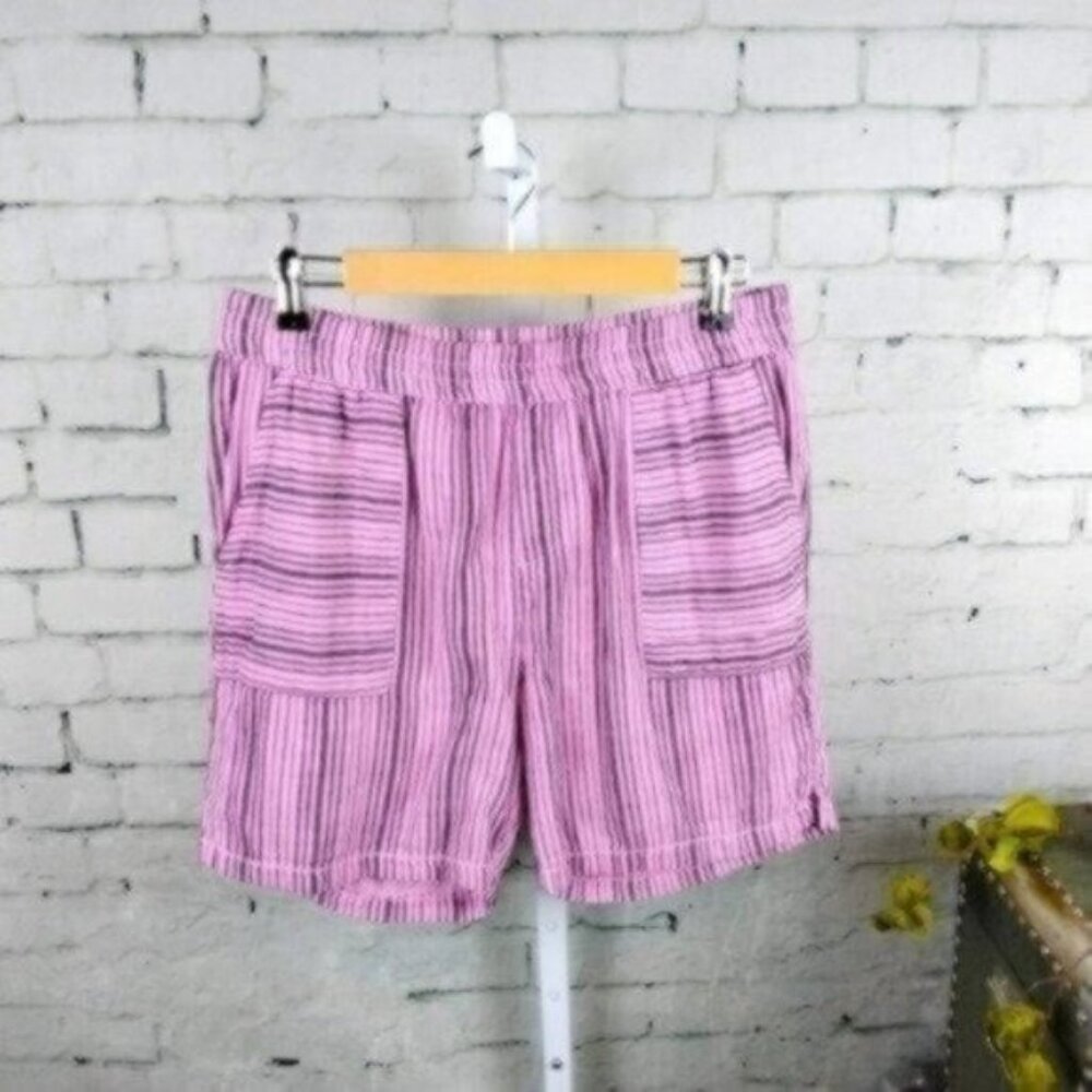 Mod-O-Doc Striped Cotton Shorts With Pockets In Pink Size Small